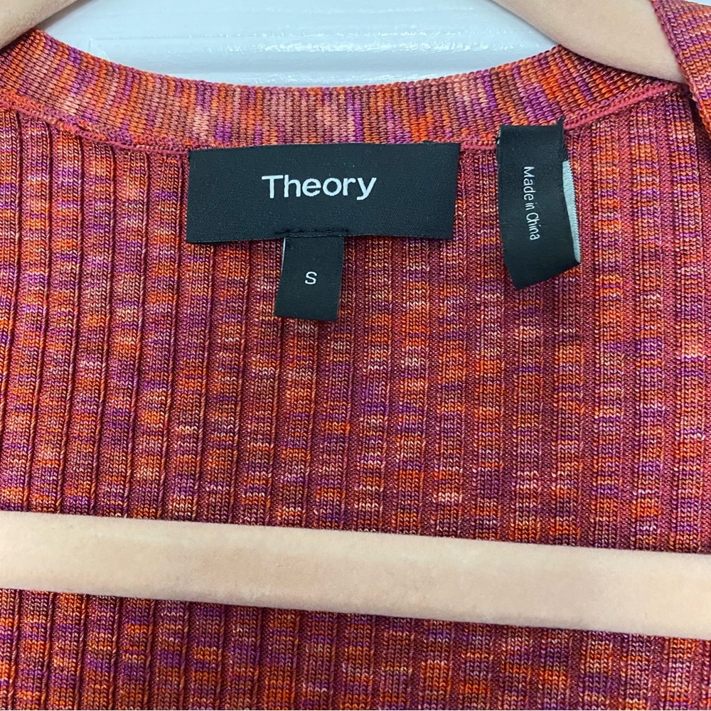 THEORY Women's Rib-knit Mid-length Cardigan In Sunset Multi - Picture 7 of 7